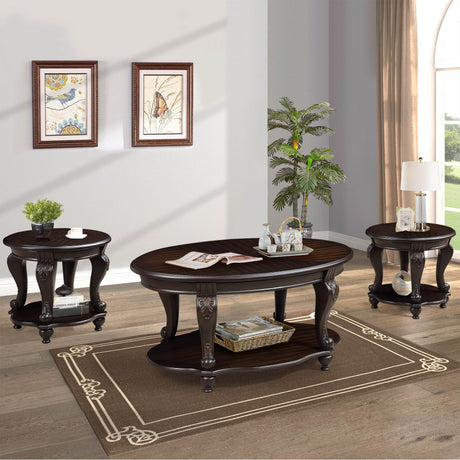 3-Piece Espresso Rubber Wood Coffee Table Set - Sleep Galleria