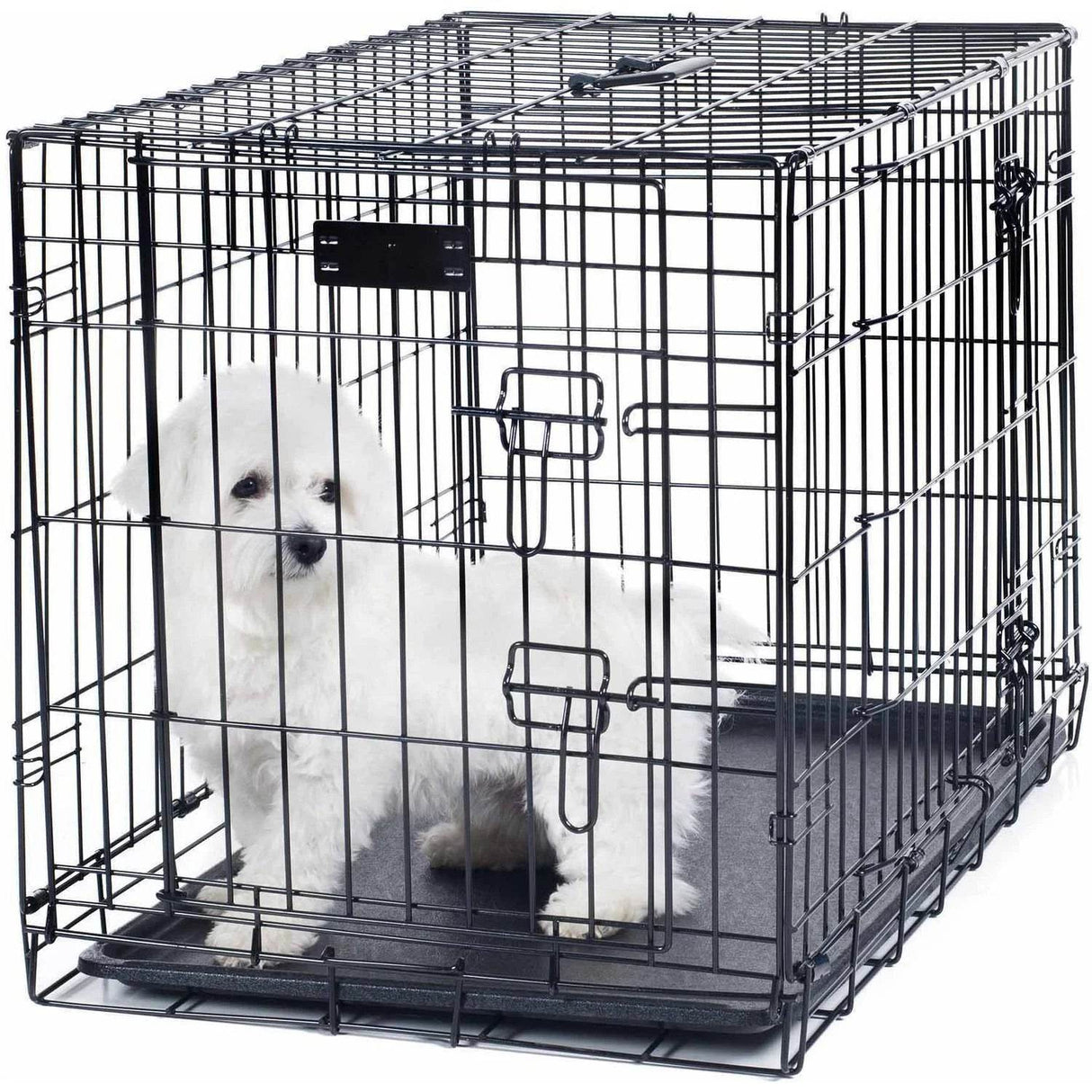 36-Inch Dog Crate - Double Door Pet Kennel with Divider Panel - Foldable Dog Cage with Carry Handle for Portability and Storage by  (Black)