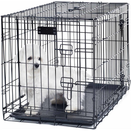 36-Inch Dog Crate - Double Door Pet Kennel with Divider Panel - Foldable Dog Cage with Carry Handle for Portability and Storage by  (Black)