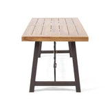 Modern Industrial Acacia Wood And Iron Outdoor Dining Table - Sleep Galleria