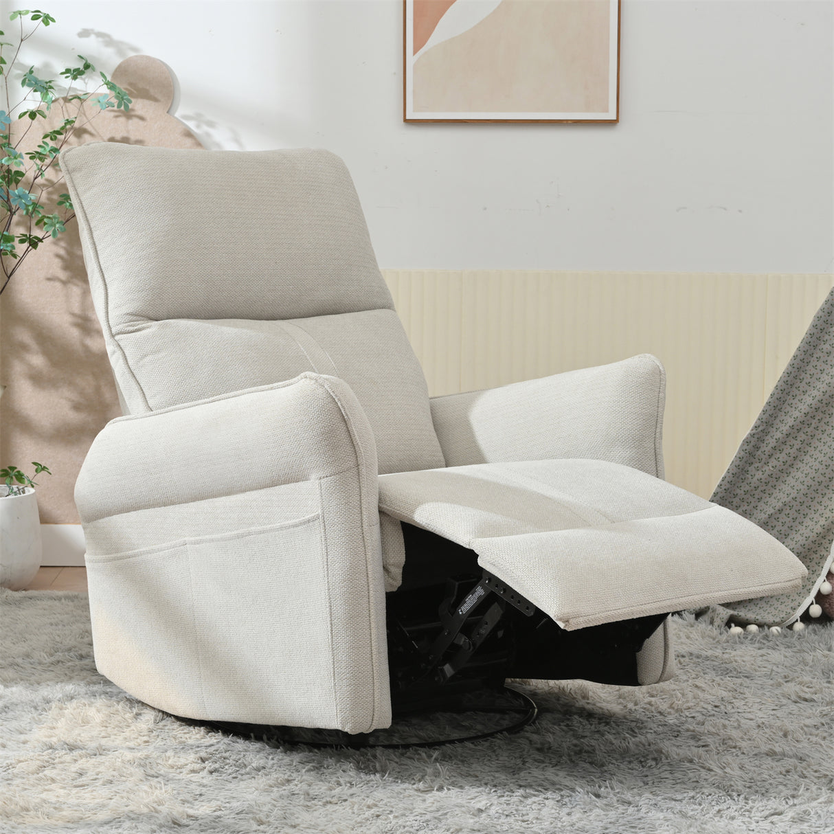 360-Degree Swivel Rocker Recliner Chair With Footrest