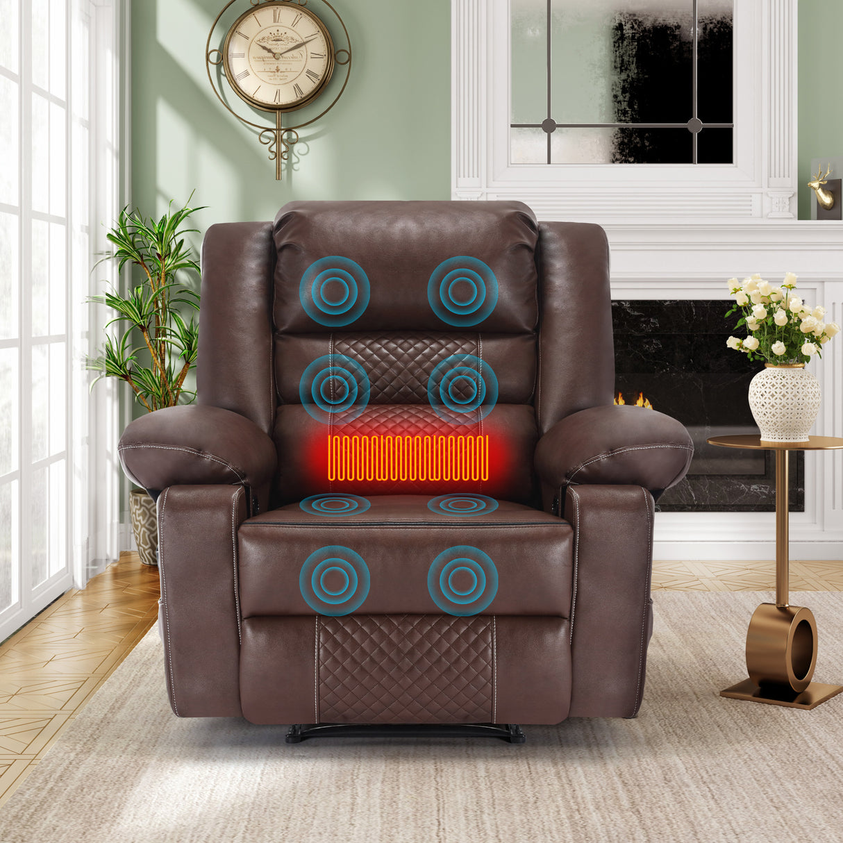 Manual PU Leather Soft Reclining Massage Chair With Heating