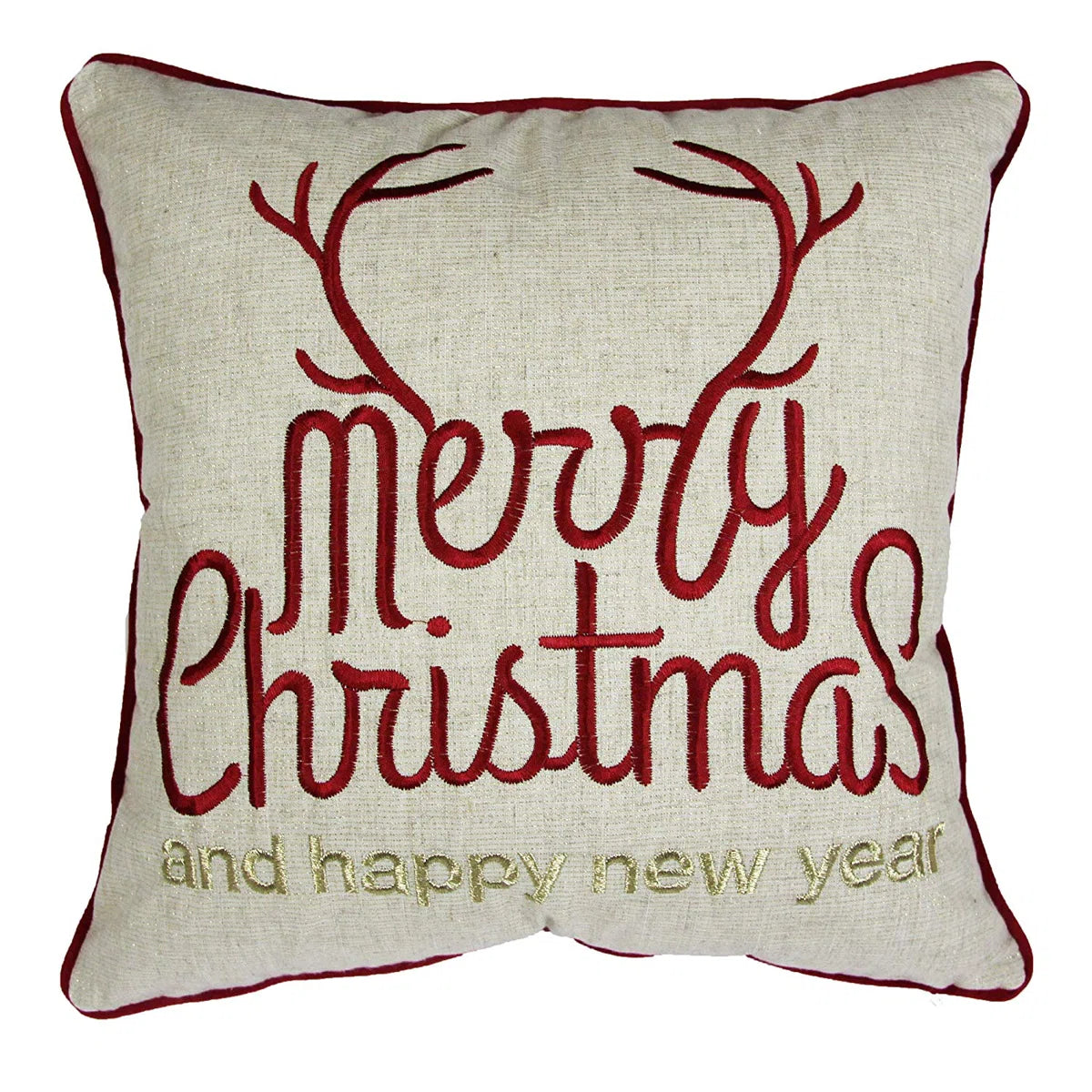 Merry Christmas Gold Accent Polyester Throw Pillow 20x20