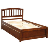 Twin Solid Wood Platform Bed Frame With Storage Drawers