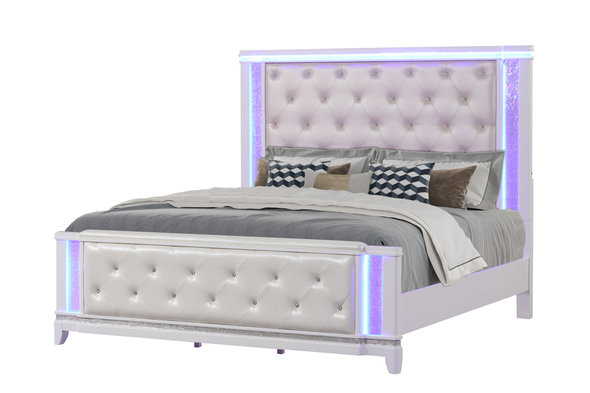 Opium King Modern Wood King Bed With Lighted Headboard