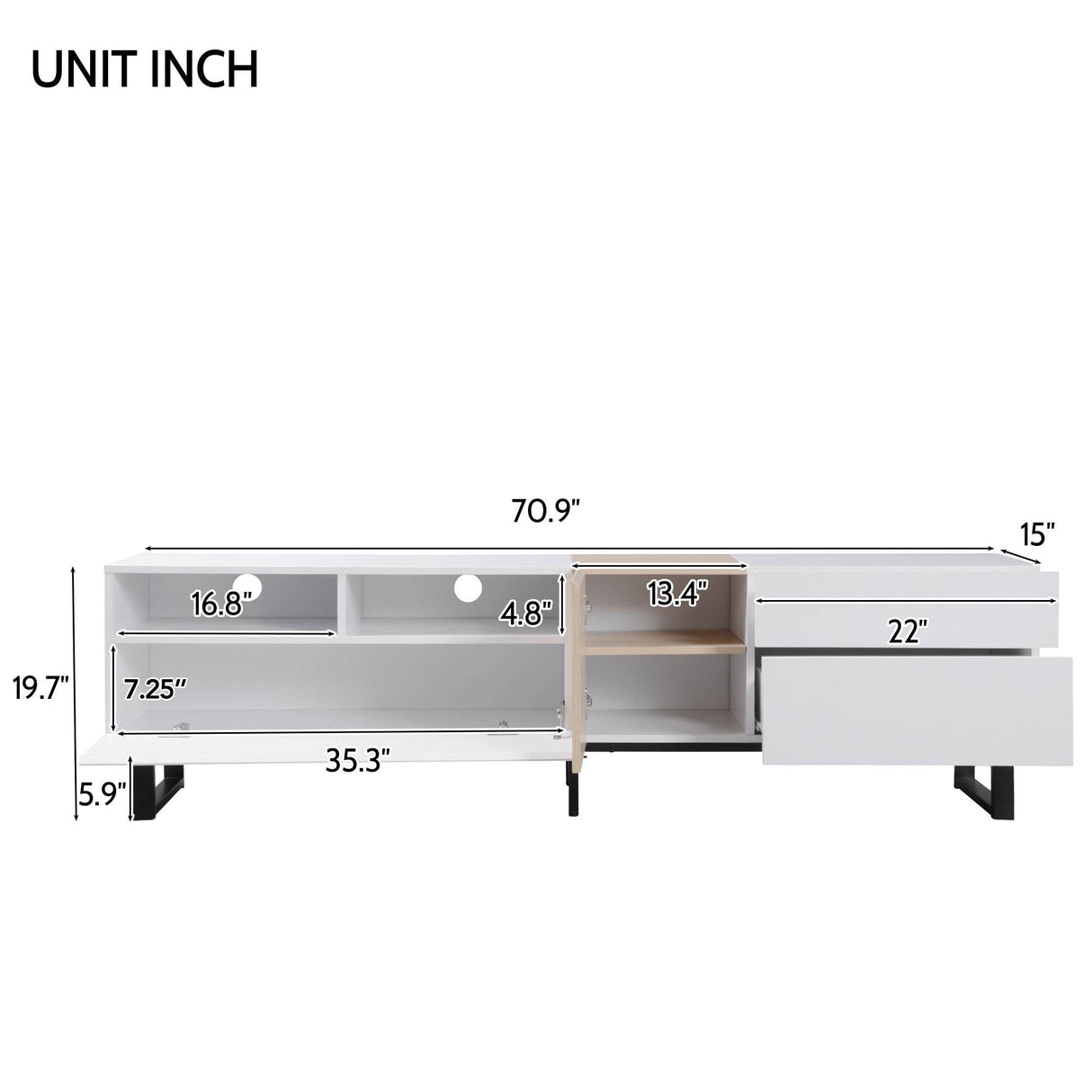 Modern White Particle Board TV Stand With Storage - Sleep Galleria