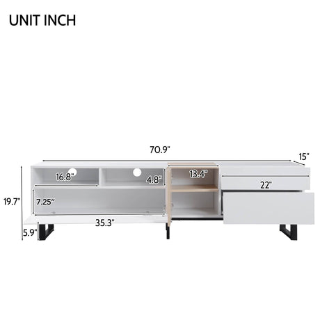 Modern White Particle Board TV Stand With Storage - Sleep Galleria