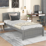 Solid Wood Gray Platform Bed With Headboard And Footboard