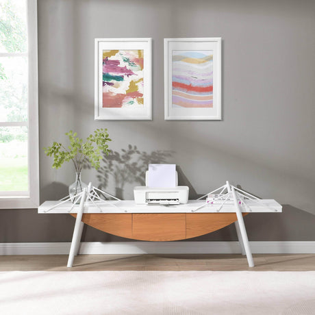 Sailboat-Shaped Modern MDF Wood TV Stand With Drawer - Sleep Galleria