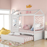 Twin Solid Wood House Bed With Trundle
