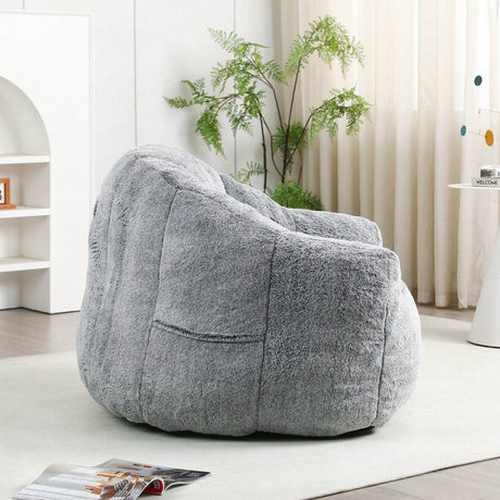 High - Density Foam Faux Fur Beanbag Chair - Calmora - Sleep Galleria