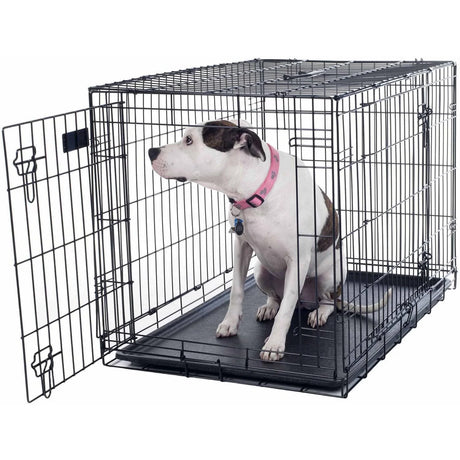 36-Inch Dog Crate - Double Door Pet Kennel with Divider Panel - Foldable Dog Cage with Carry Handle for Portability and Storage by  (Black)