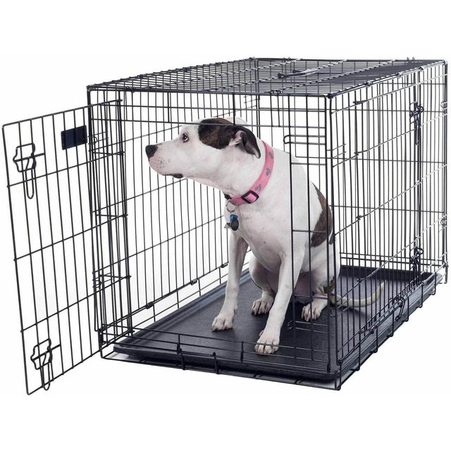 36-Inch Dog Crate - Double Door Pet Kennel with Divider Panel - Foldable Dog Cage with Carry Handle for Portability and Storage by  (Black)