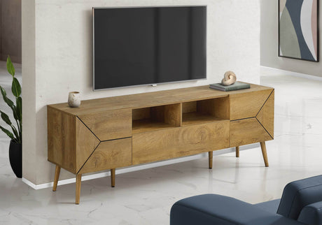 Mid Century Walnut Laminate 72-Inch TV Stand Console - Sleep Galleria