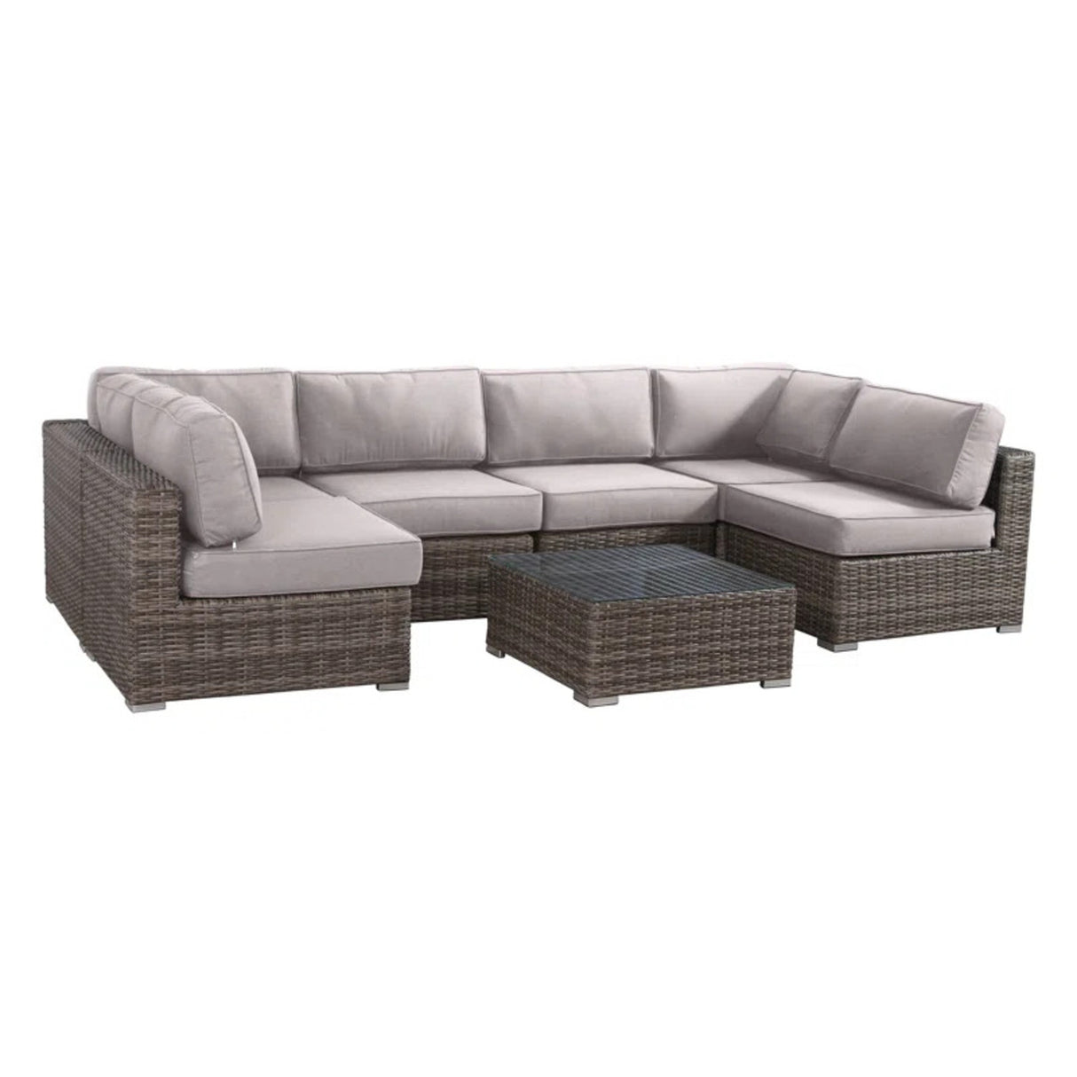 6-Person Fully Assembled Rattan Wicker Sectional Seating Group