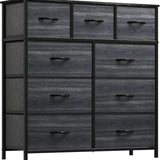 DWVO Chest of Drawer with 9 Drawers for Bedroom Fabric Dresser Storage Drawers with Handles Metal Frame for Living Room, Hallway, Nursery