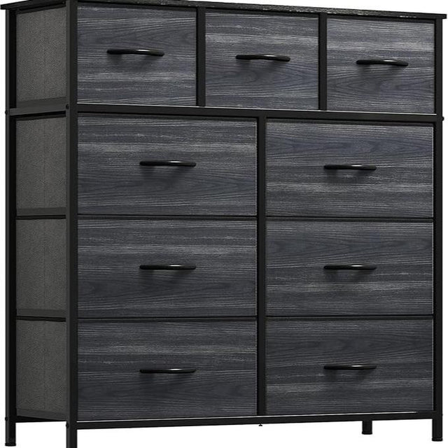 DWVO Chest of Drawer with 9 Drawers for Bedroom Fabric Dresser Storage Drawers with Handles Metal Frame for Living Room, Hallway, Nursery