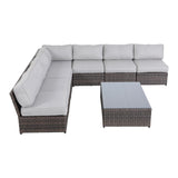 Extra-Wide Wicker Outdoor Seating Set With Cushions And Glass Table