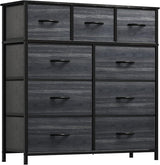 DWVO Chest of Drawer with 9 Drawers for Bedroom Fabric Dresser Storage Drawers with Handles Metal Frame for Living Room, Hallway, Nursery