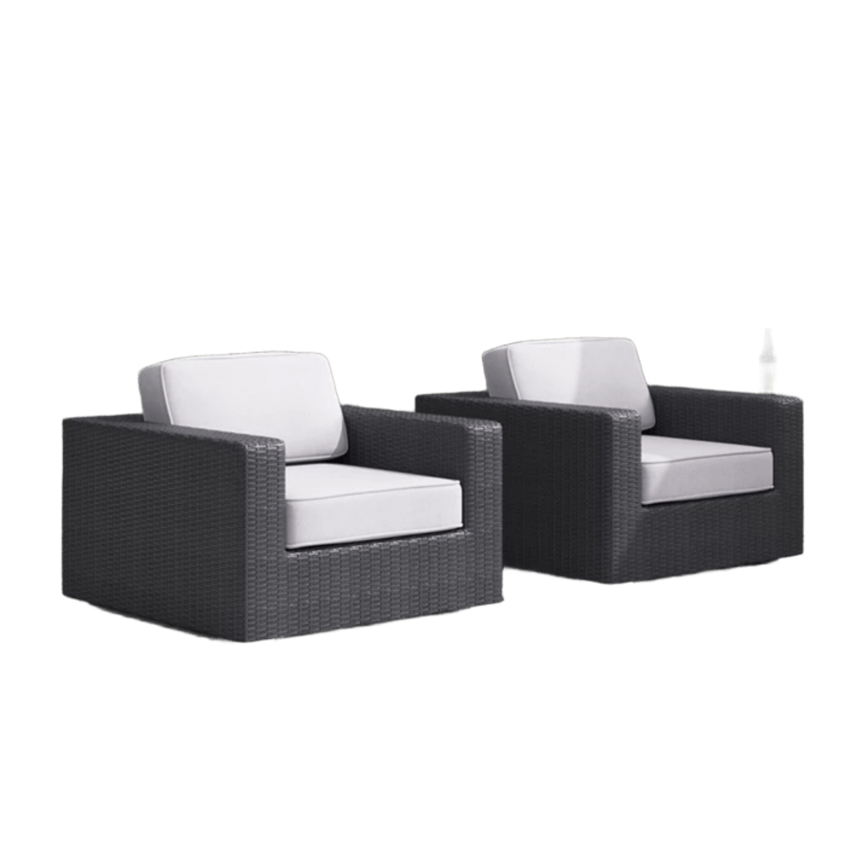 Set Of Two All-Weather Rattan Patio Chairs With Cushions