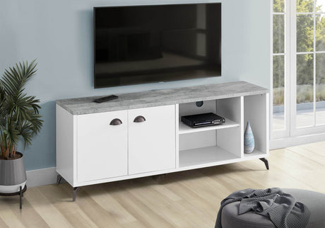 Industrial Style 60-Inch White Grey TV Stand Console - Sleep Galleria