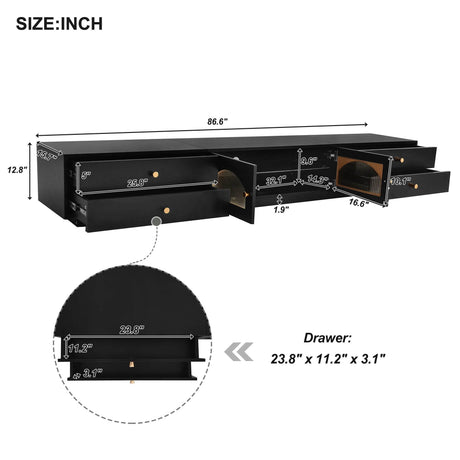 Modern Black Particle Board TV Stand With Storage - Sleep Galleria