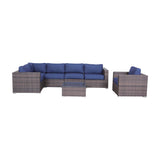 7-Piece Weather-Resistant Wicker Patio Sectional With Cushions