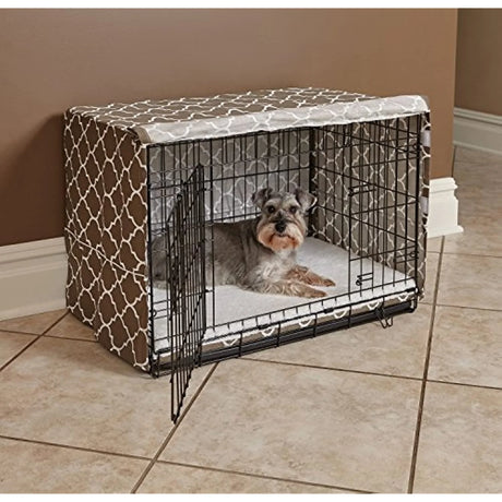 Midwest Dog Crate Cover, Privacy Dog Crate Cover Fits Midwest Dog Crates, Brown Geometric, 24In