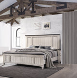 Queen Rustic Two-Tone Wood Panel Bed Frame