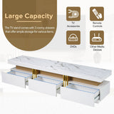 High Gloss White Marble TV Stand With Drawers - Sleep Galleria