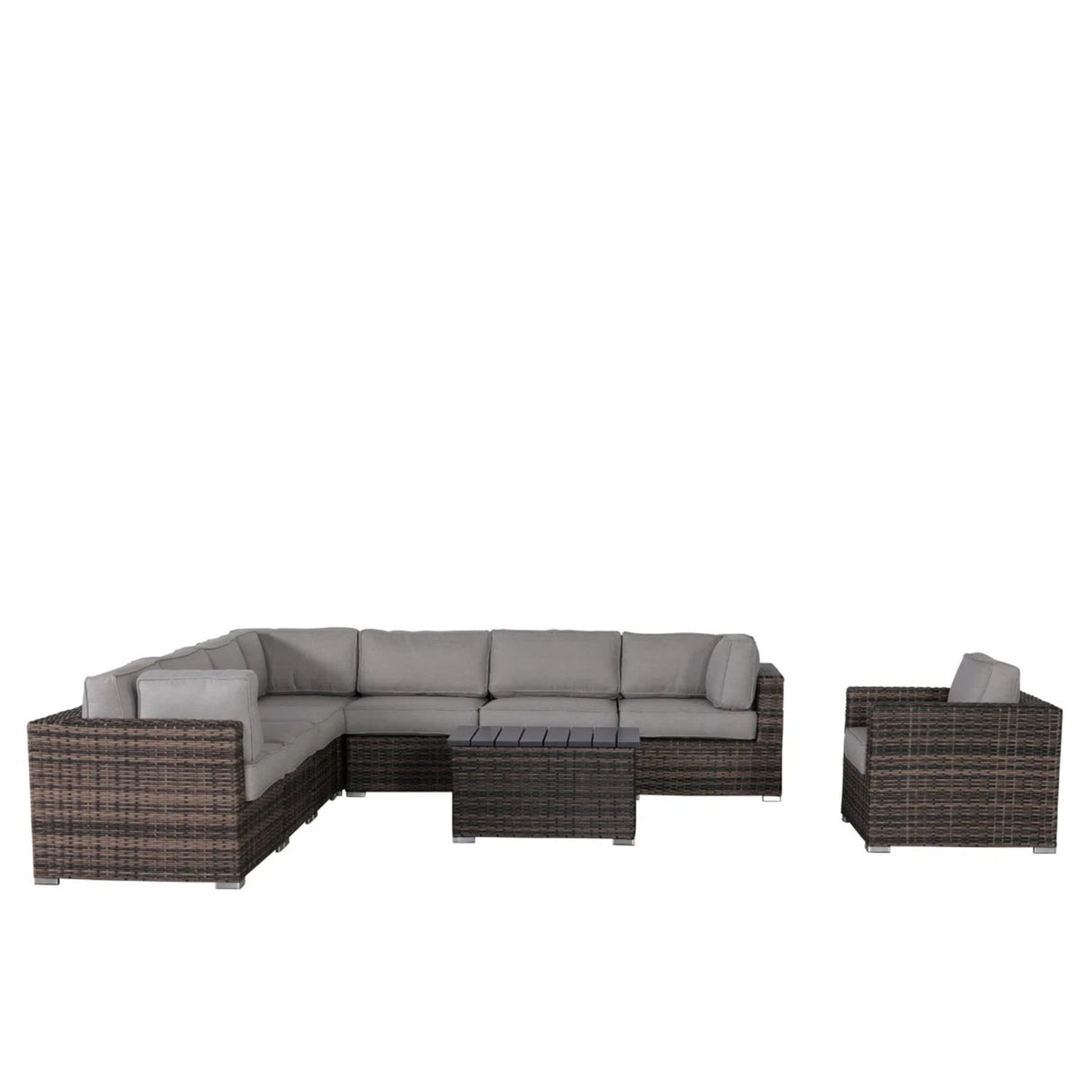 7-Person Fully Assembled HDPE Wicker Outdoor Seating Group