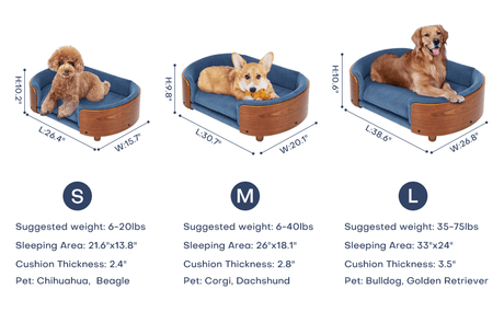 Scandinavian Elevated Large Dog Bed With Velvet Cushion - Sleep Galleria
