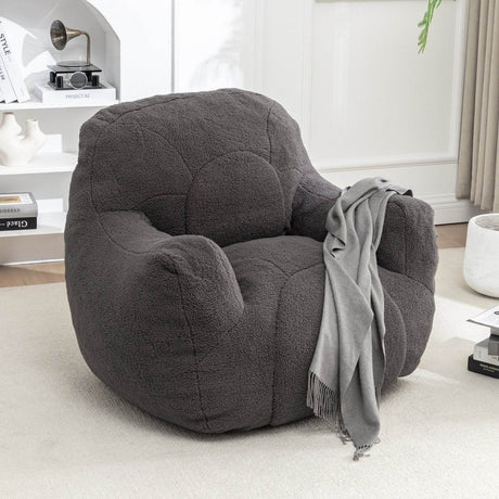 Dark Gray Teddy Foam Bean Bag Chair - Calmora - Sleep Galleria
