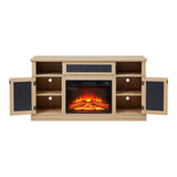 Embossed Light Oak Fireplace TV Stand Console - Sleep Galleria