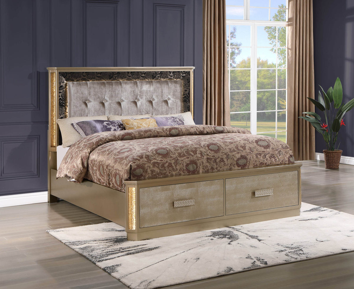 Medusa King Bed Frame With Tufted LED Headboard