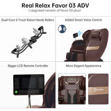 S Track Massage Chair, Full Body Zero Gravity Shiatsu Recliner with Smart Voice Controller, Brown