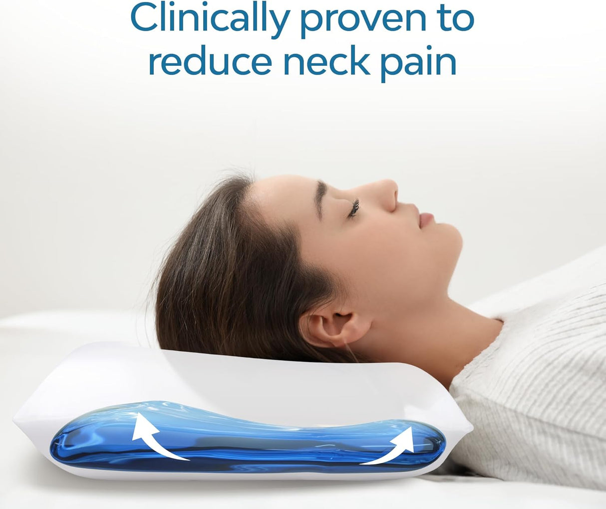 Water Pillow Memory Foam Re-Invented with Waterbase Technology - Clinically Proven to Reduce Neck Pain & Improve Sleep Quality. (Single Pack)