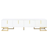 Modern White Gold Metal Legs TV Stand With Cabinets - Sleep Galleria
