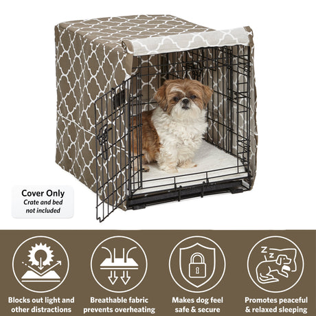 Midwest Dog Crate Cover, Privacy Dog Crate Cover Fits Midwest Dog Crates, Brown Geometric, 24In