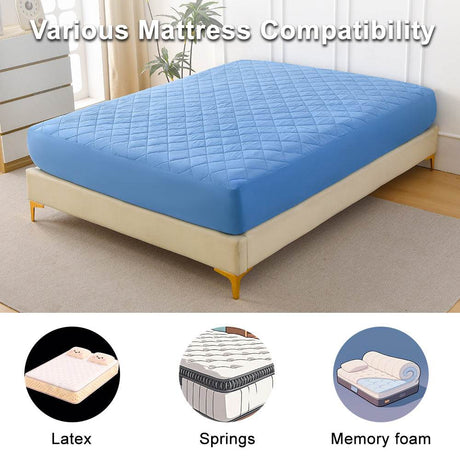 Waterproof Ultrasonic Cotton Diamond Grid Mattress Protector - Sleep Galleria