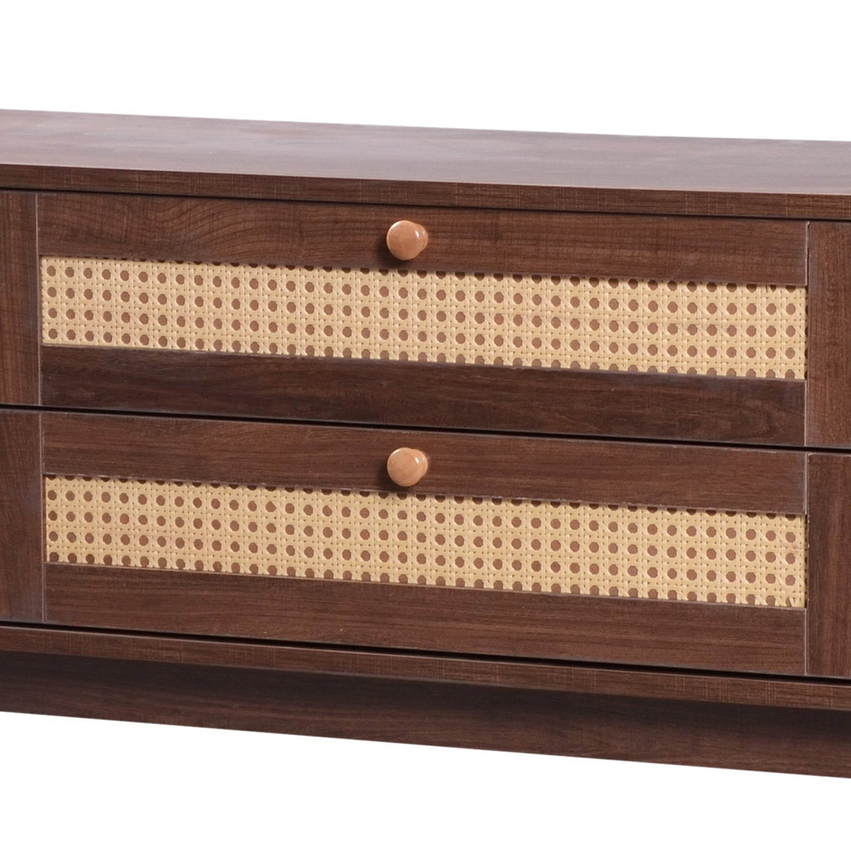 Modern Farmhouse Rattan TV Stand With Storage Cabinet - Sleep Galleria