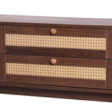 Modern Farmhouse Rattan TV Stand With Storage Cabinet - Sleep Galleria