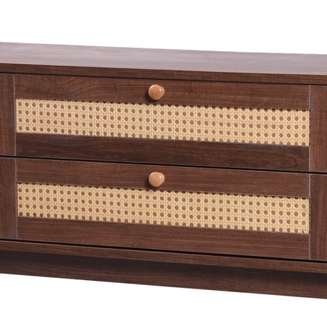 Modern Farmhouse Rattan TV Stand With Storage Cabinet - Sleep Galleria