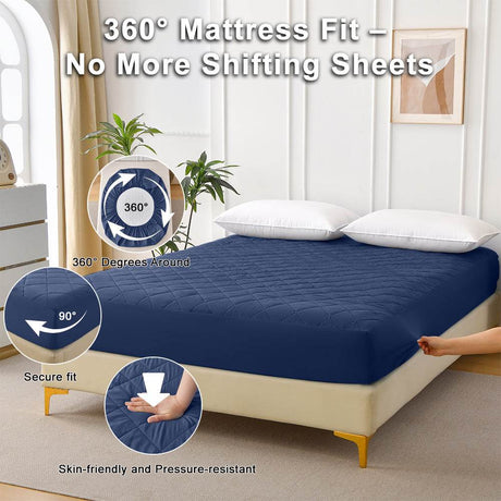 Waterproof Quilted Cotton Fitted Sheet Full Size - Sleep Galleria