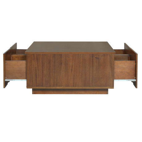 Modern Walnut Square Coffee Table With Four Drawers - Sleep Galleria