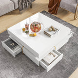 Modern High Gloss White Coffee Table With Drawers