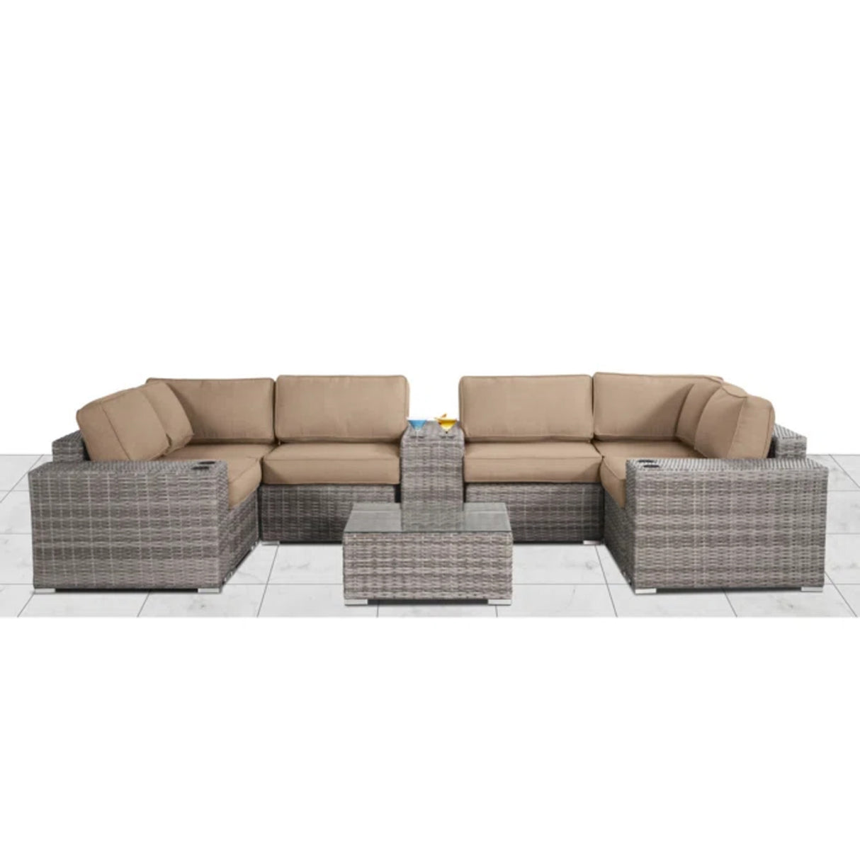 Weather-Resistant Rattan Wicker 10-Piece Outdoor Sectional Set