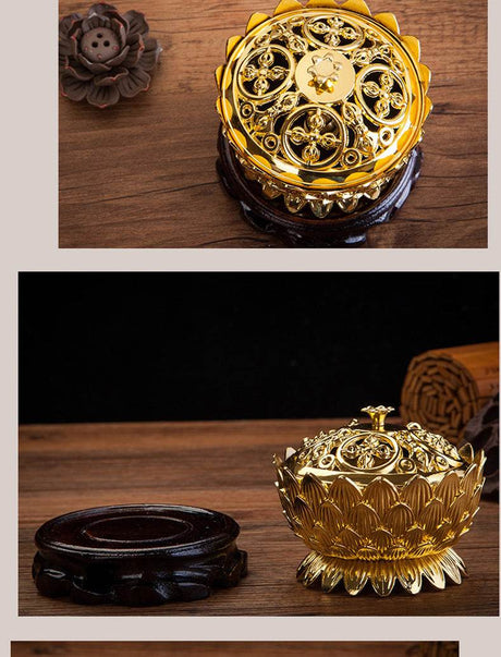 Lotus Brass Aromatherapy Burner With Artistic Trumpet Design - Zenvia - Sleep Galleria