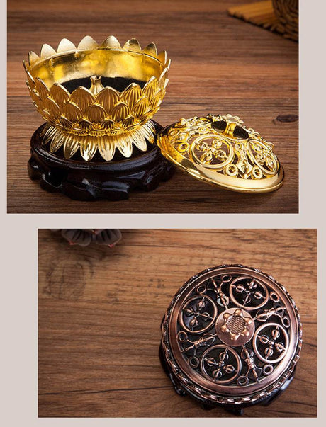 Lotus Brass Aromatherapy Burner With Artistic Trumpet Design - Zenvia - Sleep Galleria
