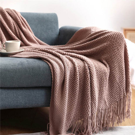 Knitted Acrylic Fiber Pineapple Grid Blanket 180x200cm - Sleep Galleria